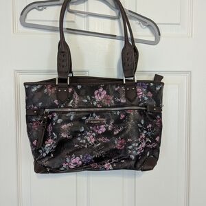 Floral Black and Purple Women's Bag
